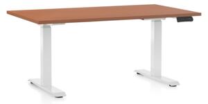 Masa inaltime reglabila OfficeTech D, 140 x 80 cm, bază albă, cireașă