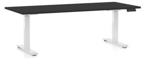 Masa inaltime reglabila OfficeTech D, 180 x 80 cm, bază albă, negru