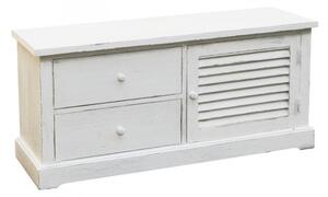 Comoda alba, din lemn de pin, cu 2 sertare si o usa, Persienne