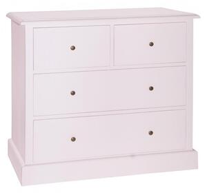 Comoda roz, din lemn de pin, cu 4 sertare, aspect vintage, Country