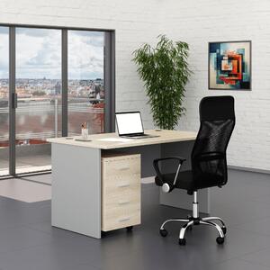 Set mobilier birou SimpleOffice 1, 140 cm, stejar deschis / gri