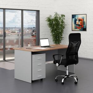 Set mobilier birou SimpleOffice 1, 160 cm, gri / nuc