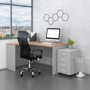 Set mobila birou SimpleOffice 2, 140 cm, stanga, gri/nuc
