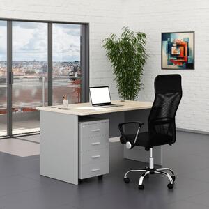 Set mobilier birou SimpleOffice 1, 140 cm, gri / stejar deschis