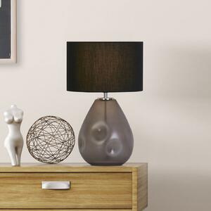 Searchlight Devon lampă de masă, negru/gri fumuriu Înălțime 44,5 cm textil/glass, Negru, Camera de zi / sufragerie, Țesătură / Textil