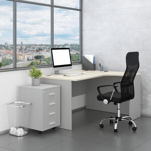 Set mobilier birou SimpleOffice 2, 140 cm, dreapta, gri / stejar deschis