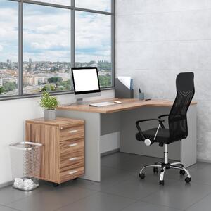 Set mobilier birou SimpleOffice 2, 140 cm, dreapta, nuc / gri