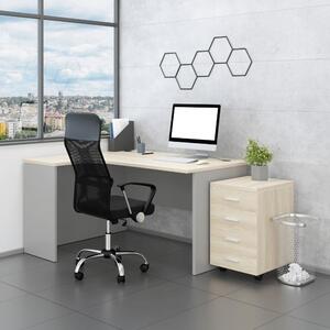 Set mobilier birou SimpleOffice 2, 140 cm, stanga, stejar deschis / gri