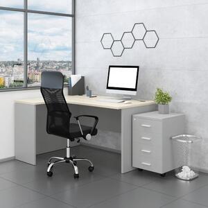 Set mobilier birou SimpleOffice 2, 140 cm, stanga, gri/stejar deschis