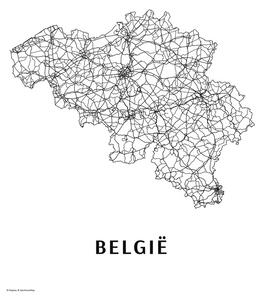 Harta Belgie black & white
