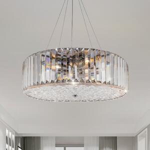 Maytoni Lampă suspendată Recinto, Ø 40 cm, cristal, 6 x E27, reglabil, Metalic, Camera de zi / sufragerie, Cristal