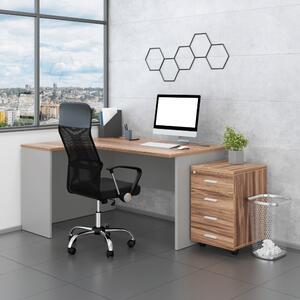 Set mobilier de birou SimpleOffice 2, 140 cm, stanga, nuc / gri