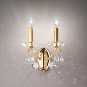 Austrolux Aplică de perete Austrolux Carmen II, sticlă cristal, placată cu aur de, reglabil, Auriu / Alamă, Camera de zi / sufragerie, Metal, Antichitate