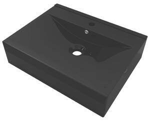 Chiuvetă dreptunghiulară ceramică, loc robinet, negru, 60x46 cm