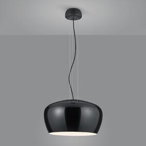 Helestra Veda lampă susp. din sticlă opal, negru, reglabil, Negru, Camera de zi / sufragerie, Sticlă, Design