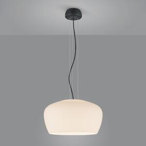 Helestra Veda lampă susp. din sticlă opal, alb, reglabil, Alb, Camera de zi / sufragerie, Sticlă, Design