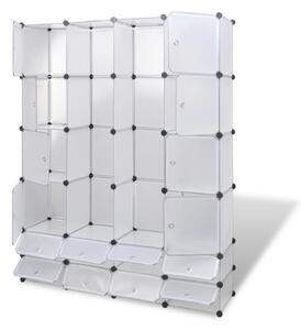 Dulap modular cu 18 compartimente alb 37 x 146 x 180,5 cm