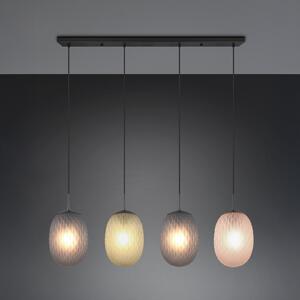 Trio Lighting Lampă suspendată Facette, multicoloră, lungime 117 cm, 4 becuri, sticlă, reglabil, Multicolor, Camera de zi / sufragerie, Sticlă, Modern