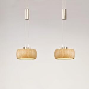 FISCHER & HONSEL Lampă suspendată LED Shine-Wood, lemn de stejar/nichel, 65 cm, 2 becuri., reglabil, Lemn, Camera de zi / sufragerie, Lemn, Modern