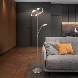 Trio Lighting Lampadar LED Willis, nichel, înălțime 180 cm, metal CCT dimabil, reglabil, Metalic, Camera de zi / sufragerie, Metal, Modern, Lumină de lectură