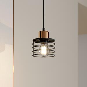 HELAM Lampă suspendată Edison în negru/cupru, 1 bec, reglabil, Negru, Camera de zi / sufragerie, Metal, Modern