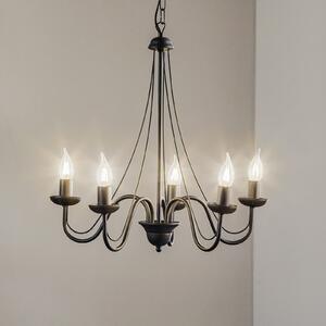 HELAM Candelabru Malbo cu 5 becuri, negru, reglabil, Negru, Camera de zi / sufragerie, Metal, Candelabru