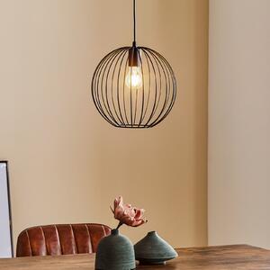 HELAM Lampă suspendată Cumera cu abajur tip cușcă, Ø 30cm, reglabil, Negru, Camera de zi / sufragerie, Metal, Modern