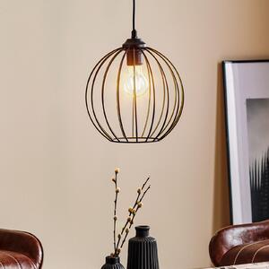 HELAM Lampă suspendată Cumera cu ecran tip cușcă, Ø 24cm, reglabil, Negru, Camera de zi / sufragerie, Metal, Modern