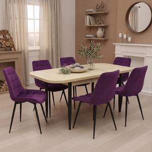 Set masă extensibilă Viena Stejar cu 6 Scaune Onix Mov