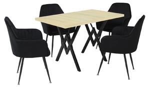 Set masă cu 4 scaune Arta stejar Coral negre