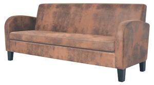 Set canapea, 2 buc., piele artificială de căprioară, maro