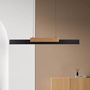 Näve Wiebke Lampă suspendată cu LED, detaliu din lemn negru 120,5 cm dimabil, reglabil, Negru, Camera de zi / sufragerie, Metal, Modern