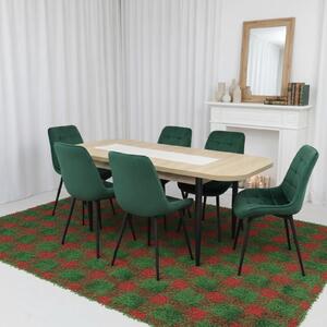 Set masă extensibilă Viena Stejar cu 6 Scaune Onix Verde