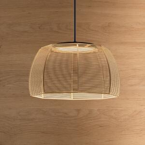 Bover Lampă suspendată LED Tanit, Ø 43 cm, negru/bej, țesătură, reglabil, Bej, Camera de zi / sufragerie, Țesătură / Textil, Design