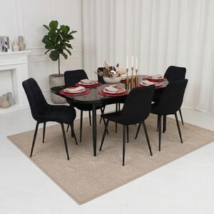 Set masă extensibilă Viena Negru cu 6 Scaune Onix Negru