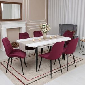 Set masă extensibilă Viena Albă cu 6 Scaune Onix Bordo