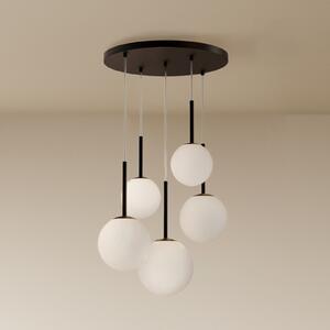 Maytoni Lampă suspendată Forma de bază, negru, Ø 58 cm, 5 becuri, reglabil, Negru, Camera de zi / sufragerie, Sticlă, Modern, glob