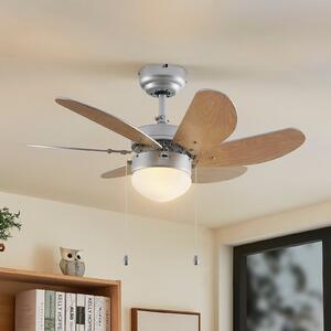 Lindby Ventilator de plafon cu lumină Minja, argintiu, silențios, 78 cm, Gri, Camera de zi / sufragerie, Metal, Modern