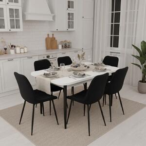 Set masă extensibilă Viena Albă cu 6 Scaune Onix Negru