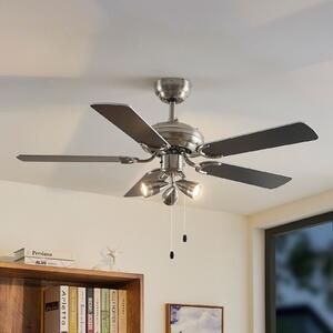Lindby Ventilator de tavan cu lumină Anariki, silențios, argintiu, Metalic, Camera de zi / sufragerie, Metal, Casă de țară / Rustic