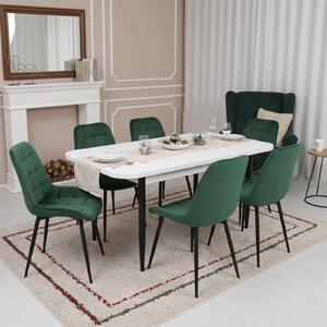 Set masă extensibilă Viena Albă cu 6 Scaune Onix Verde