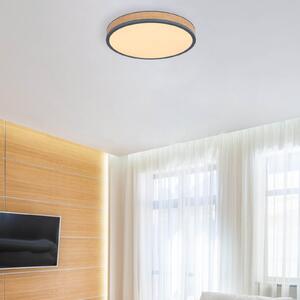 Plafonieră LED Doro, Ø 45 cm, grafit închis/lemn, lemn, CCT
