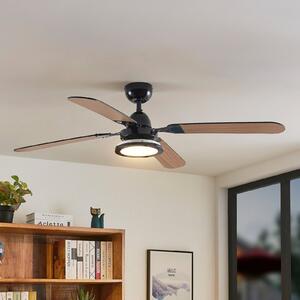 Lucande Ventilator de tavan LED Tedric, negru, silențios, 133 cm, Negru, Camera de zi / sufragerie, Metal, Vintage
