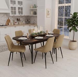 Set masă extensibilă Viena Wenge cu 6 Scaune Onix Bej