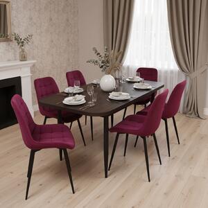 Set masă extensibilă Viena Wenge cu 6 Scaune Onix Bordo
