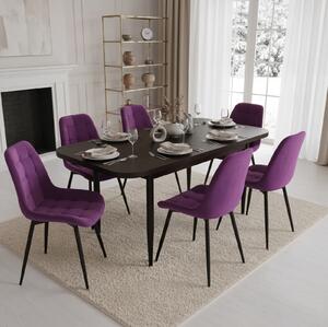 Set masă extensibilă Viena Wenge cu 6 Scaune Onix Mov
