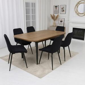 Set masă extensibilă Viena Nuc cu 6 Scaune Onix Negru