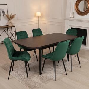 Set masă extensibilă Viena Wenge cu 6 Scaune Onix Verde