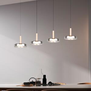 Trio Lighting Lampă suspendată LED Celeste crom/lemn 115 cm 4 becuri sticlă dimabil, reglabil, Metalic, Camera de zi / sufragerie, Sticlă, Modern