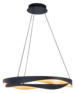 HighLight Lampă suspendată LED Ascoli, Ø 64 cm, negru/galben, metal, dimabil, reglabil, Negru, Camera de zi / sufragerie, Metal, Modern
